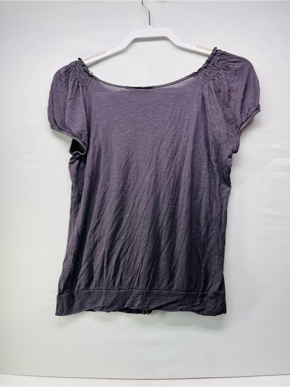 Carol Rose Smocked Off-Shoulder Short Sleeve Top - Slate Purple - Picture 5 of 6